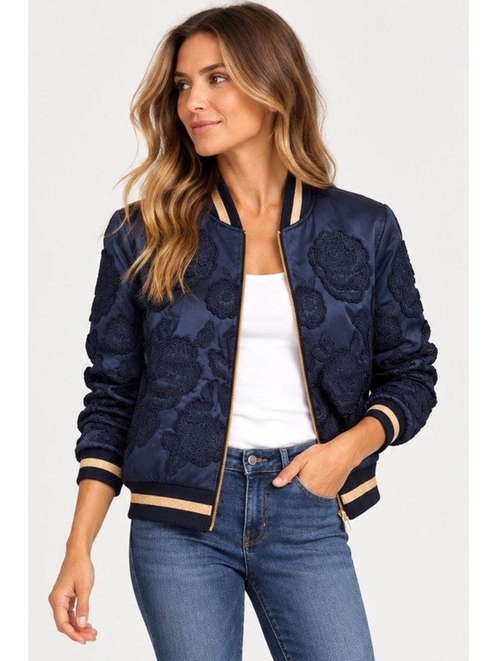 Ted Baker Floral Appliqué Bomber Jacket